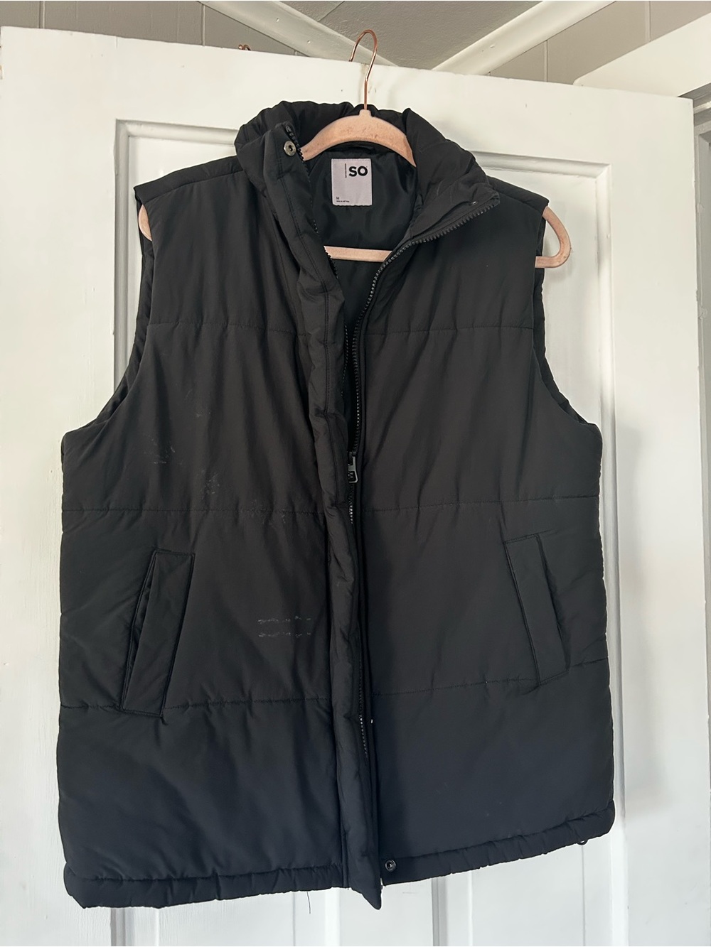 SO Long Black Puffer Vest